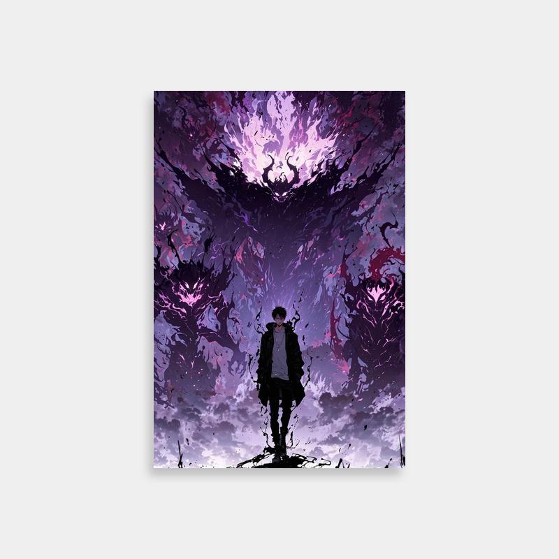 Tank Solo Leveling Wall Art - Anime Character Under Pink Sky