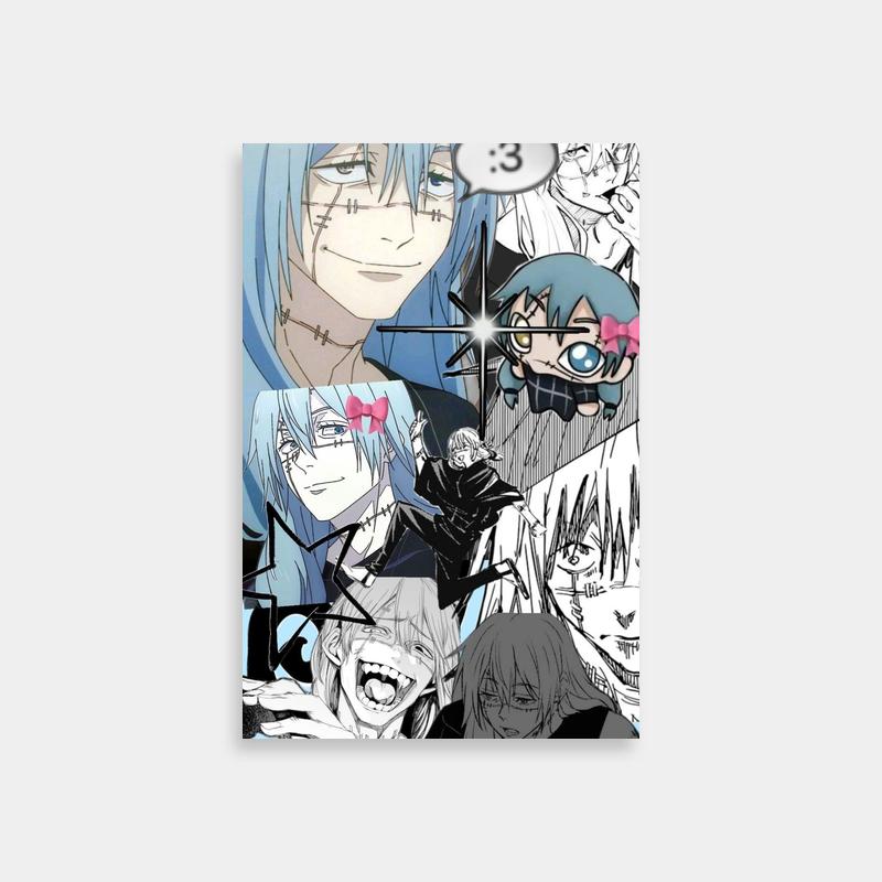 Mahito Jujutsu Kaisen Collage Poster - Multi-Face Anime Art