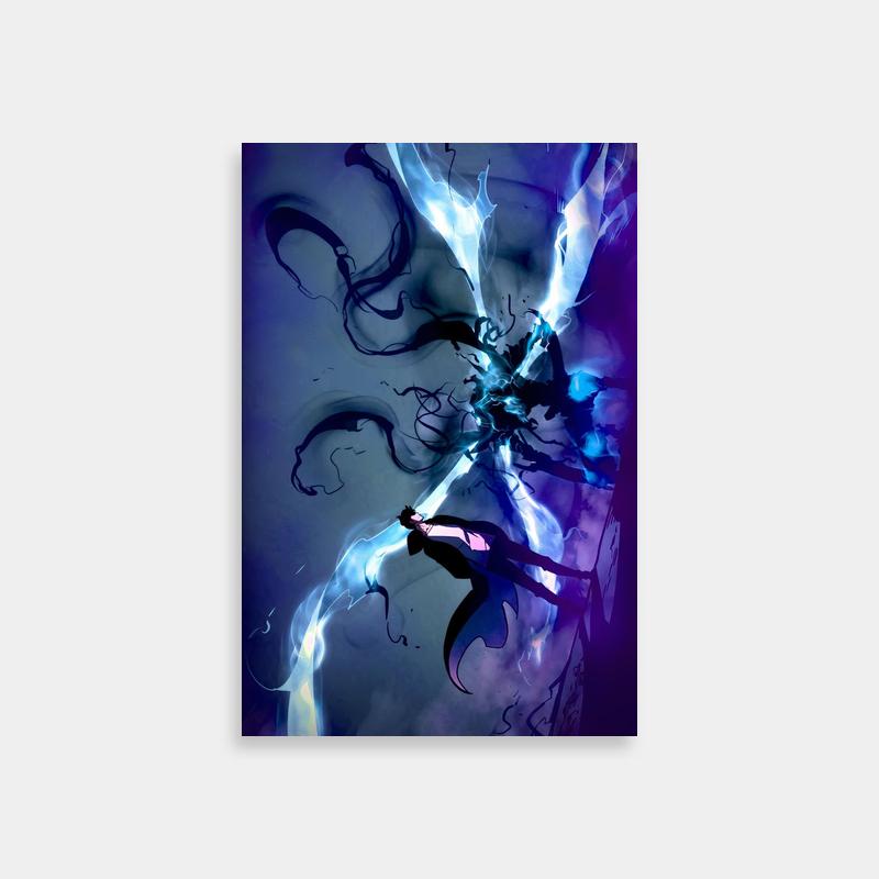 Solo Leveling Beru Poster - Abstract Blue & Purple Art