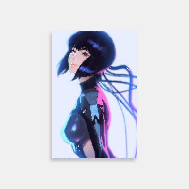 Major Motoko Kusanagi Ghost in the Shell Anime Poster - Long Hair & Helmet Art