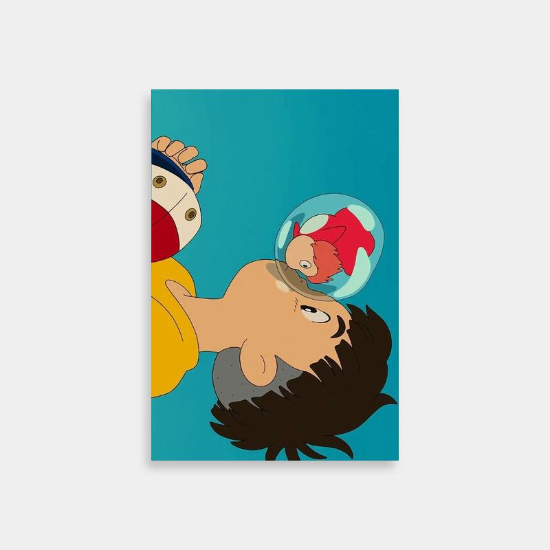 Ponyo Print - Animated Man with Fish in Mouth