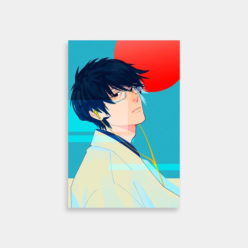 Shinpachi Shimura Gintama Anime Poster - Black-Haired Character with Glasses