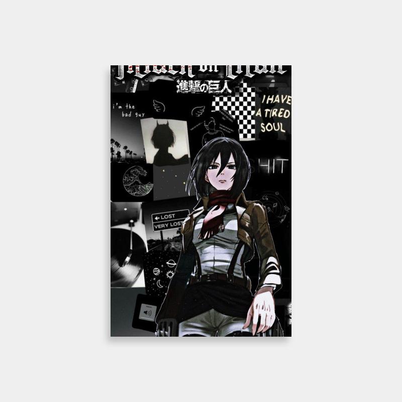 Mikasa Ackerman Dark Background Poster