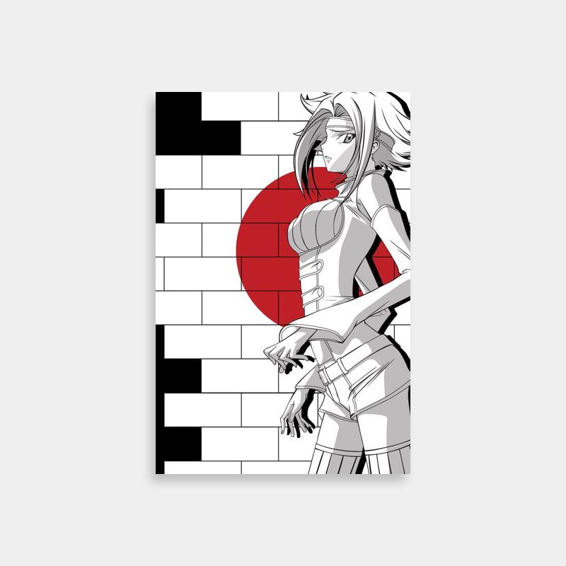 Kallen Kozuki Code Geass Poster - Dramatic Sunset Silhouette