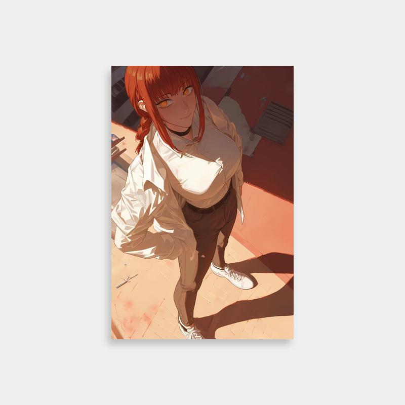 Makima Red Hair Anime Poster - White Shoes Character