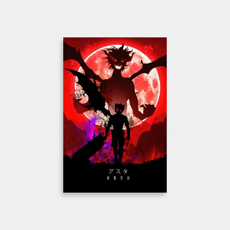 Black Clover Asta Demon Silhouette Anime Poster - Moonlit Art
