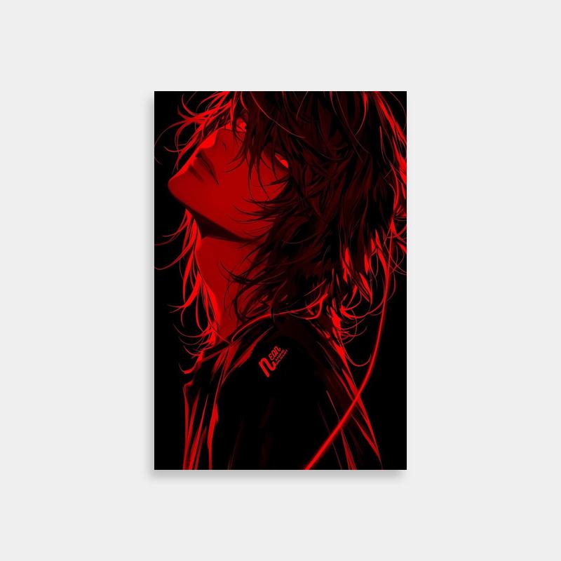 Light Yagami Death Note Anime Poster - Intense Red-Eyed Character