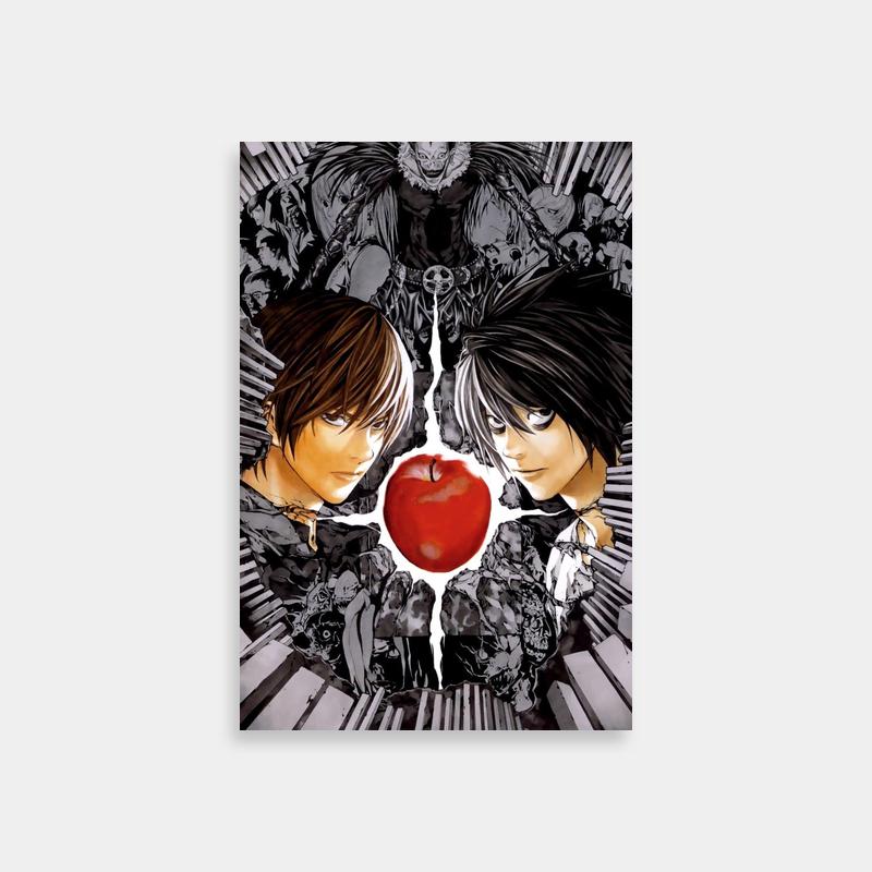 Death Note Light Yagami Poster - Black & White Apple Art