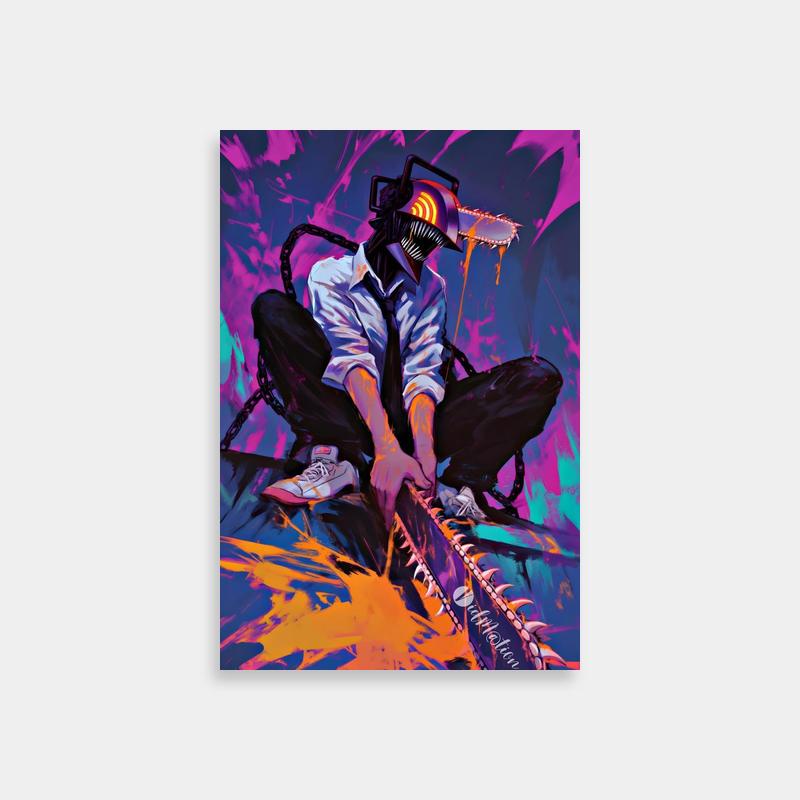 Denji Chainsaw Man Poster - Man Holding Skateboard Painting