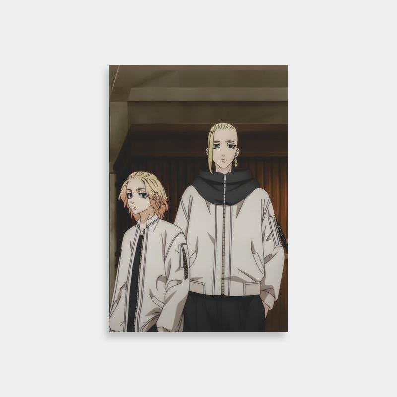 Draken Tokyo Revengers Duo Poster - Wooden Wall Background