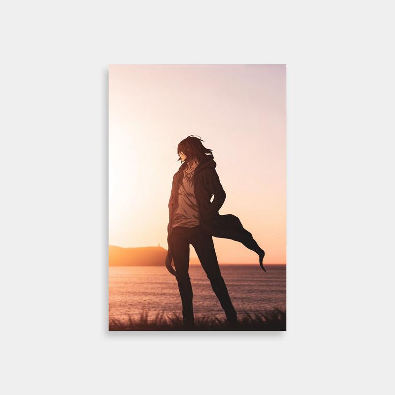Eren Yeager Attack on Titan Wall Art - Ocean Sunset Field Scene