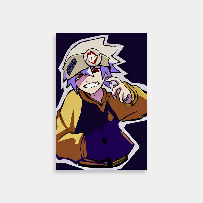 Soul Evans Soul Eater Anime Poster - Purple-Haired Character Art