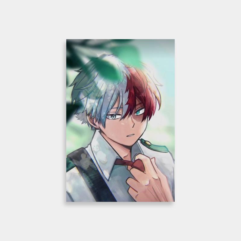 Shoto Todoroki Anime Poster - Red-Haired Character in White Shirt