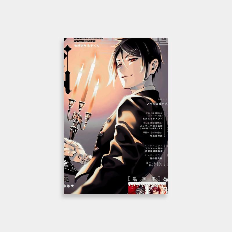 Sebastian Michaelis Black Butler Candles Poster - Dark Anime Art