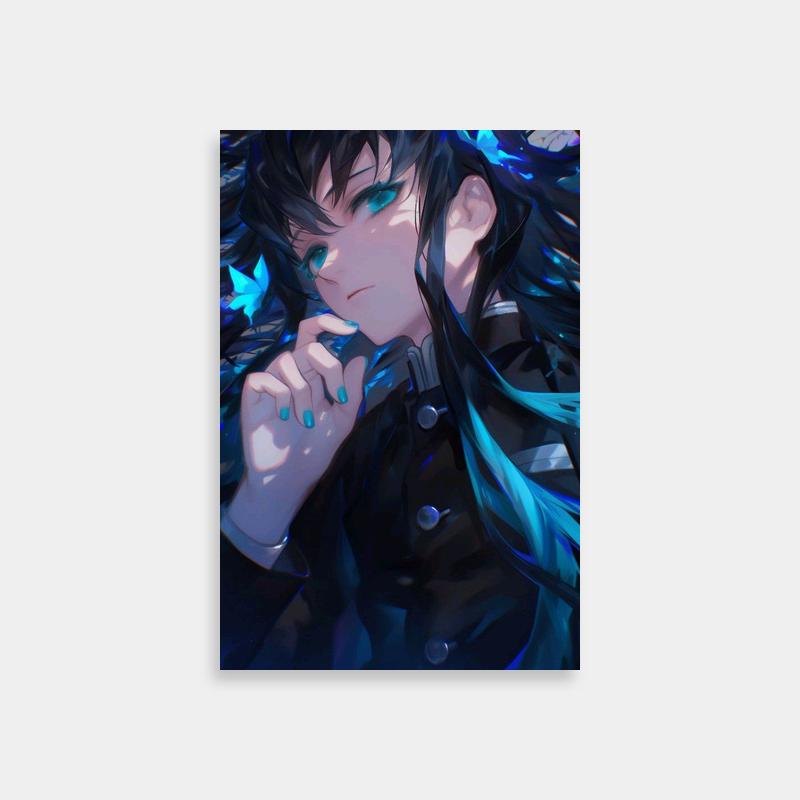 Muichiro Tokito Anime Poster - Black Hair & Blue Eyes Art
