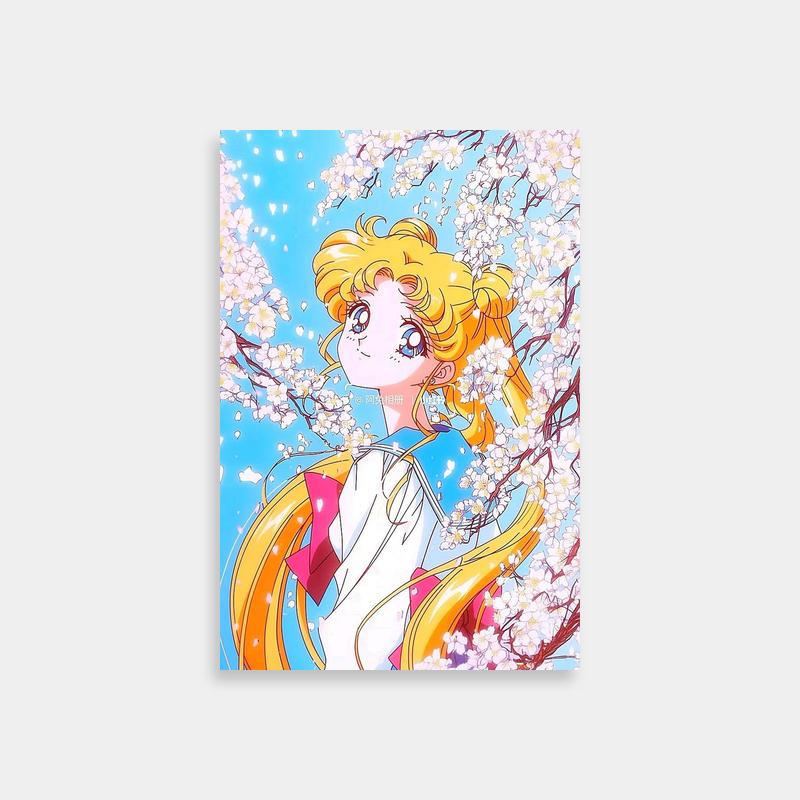 Usagi Tsukino Sailor Moon Poster - Blonde Anime Girl with Flowers