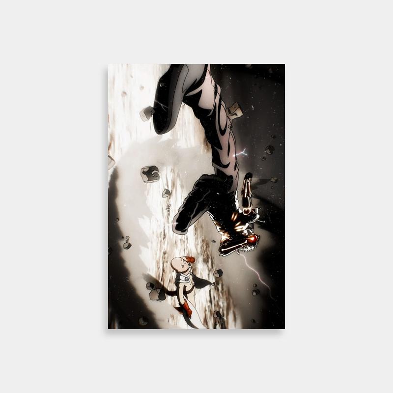 Genos One Punch Man Wall Art - Dynamic Flying Anime Scene