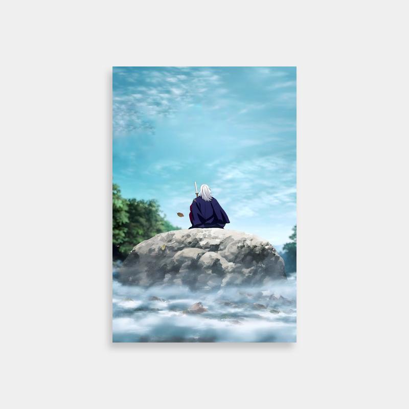 Tengen Uzui Demon Slayer Poster - Scenic River and Rock Anime Art