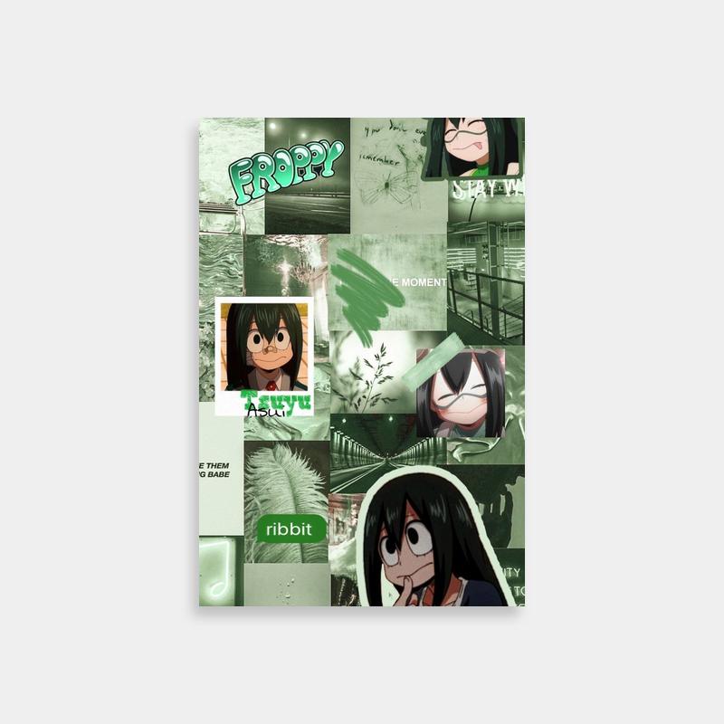 Tsuyu Asui Anime Collage Poster - My Hero Academia Art