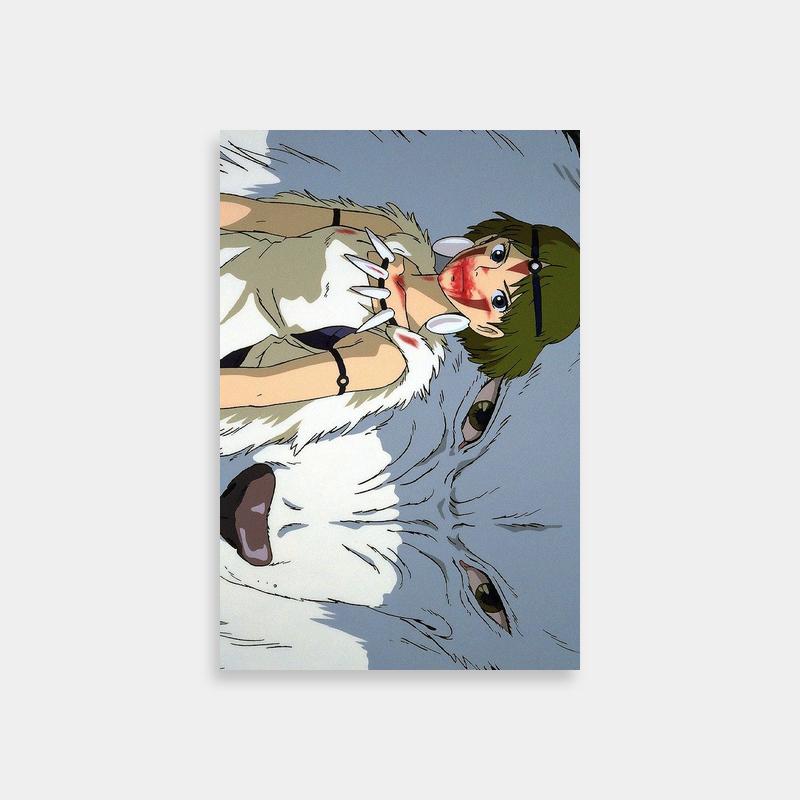 Princess Mononoke Ashitaka Kissing Scene Poster - Emotional Art