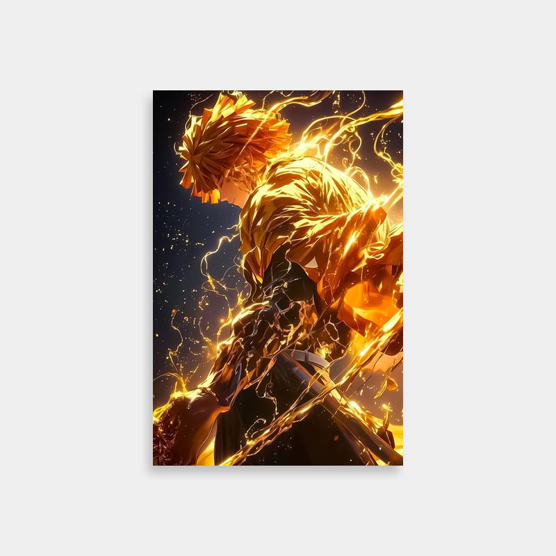 Zenitsu Agatsuma Demon Slayer Poster - Fiery Anime Character Art