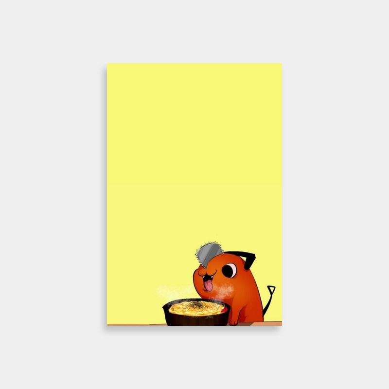 Pochita Chainsaw Man Wall Art - Orange Cat Eating Food