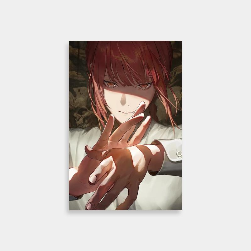 Makima Chainsaw Man Poster - Red Hair with Hands Together