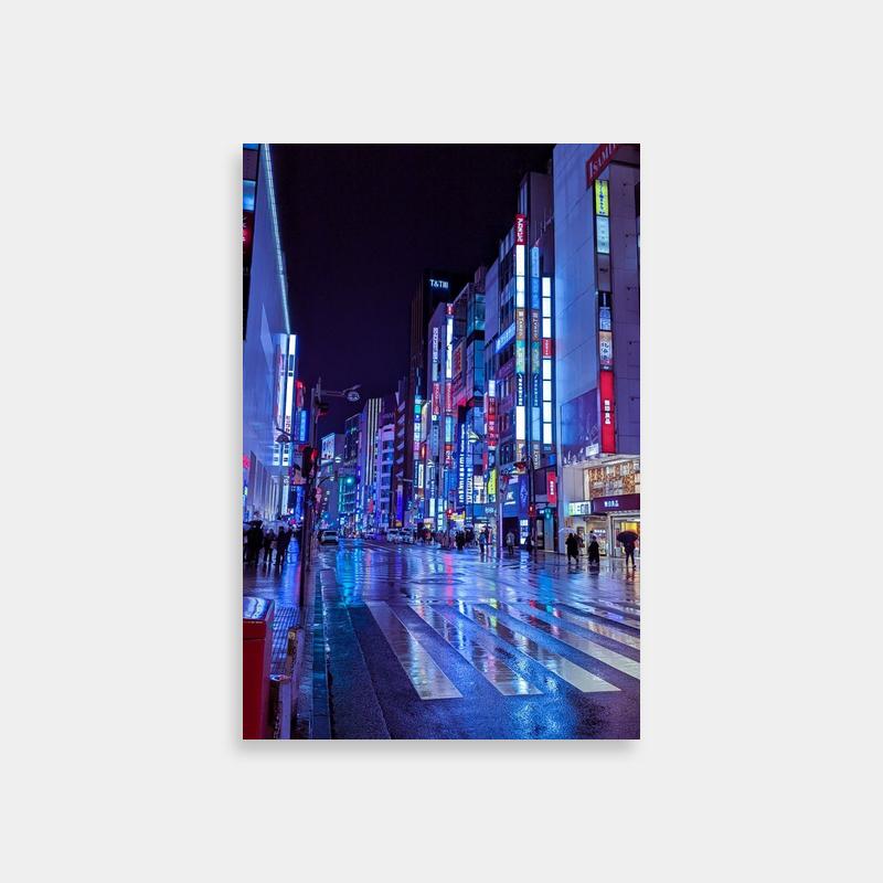 Azumanga Daioh Osaka Nightlife Poster - Bustling City Street Wall Art