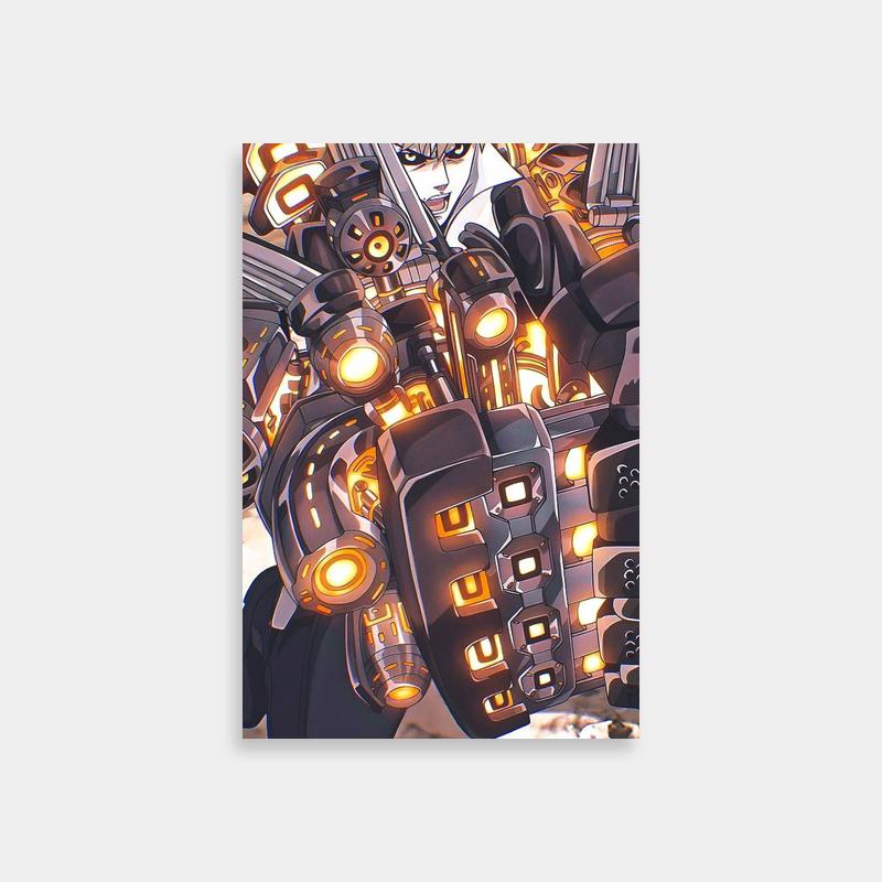 Genos One Punch Man Wall Art - Anime Character with Glowing Arms