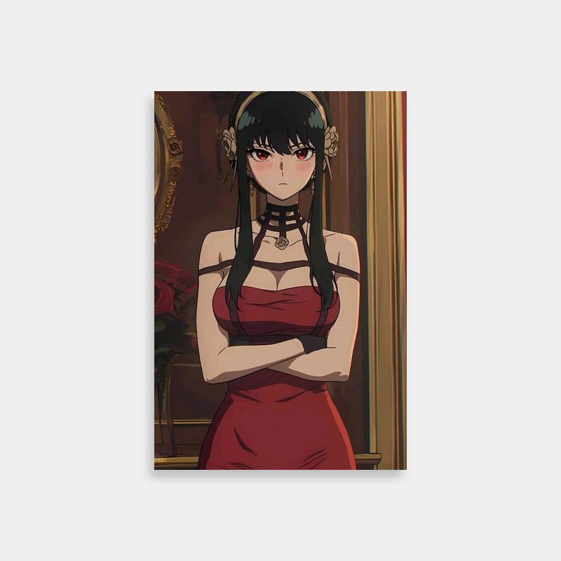 Yor Forger Spy x Family Red Dress Crossed Arms Art