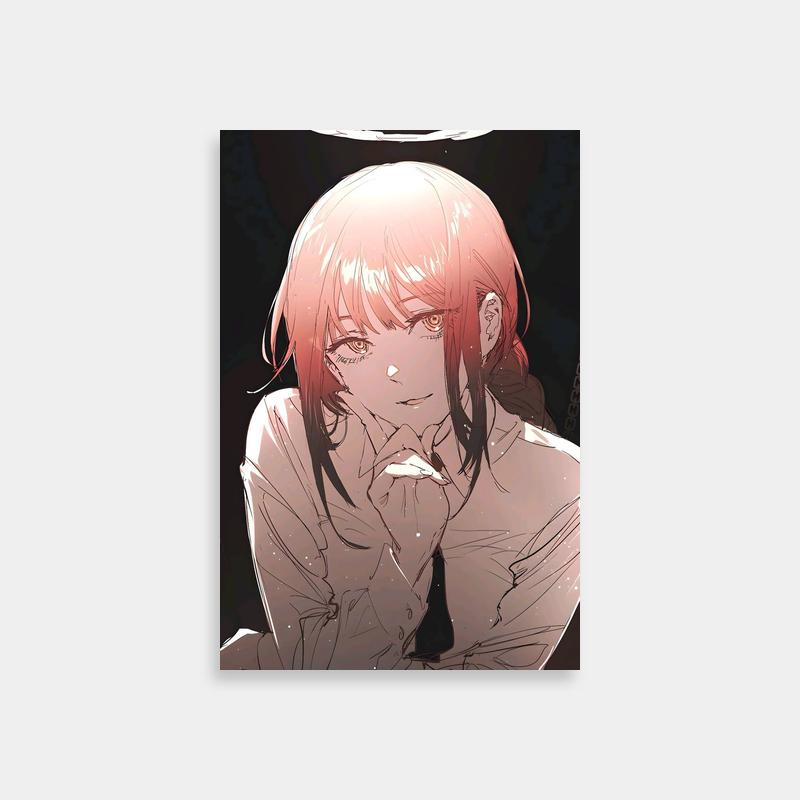 Makima Chainsaw Man Poster - Red Hair & Angel Halo