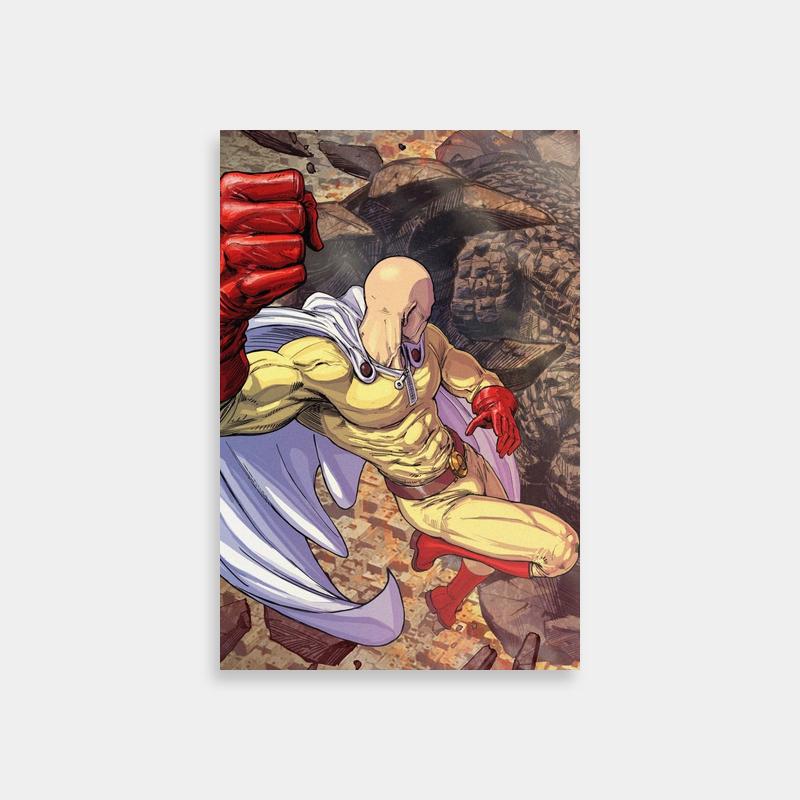 Saitama One Punch Man Poster - Red Gloves Anime Art