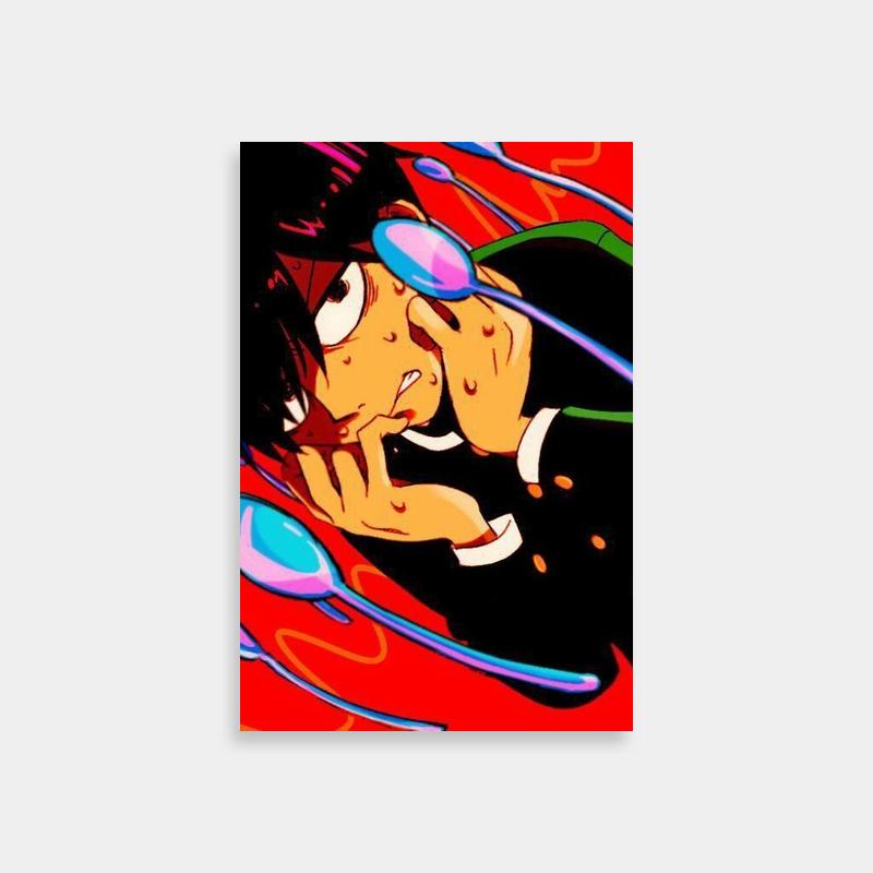 Ritsu Kageyama Mob Psycho 100 Call Anime Poster - Red Background