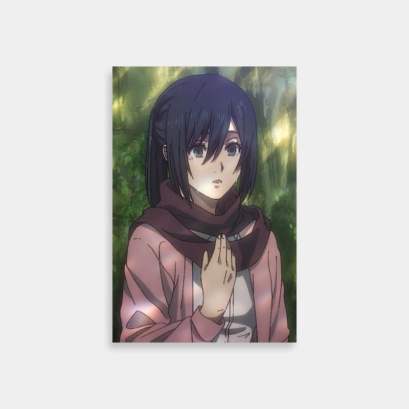 Mikasa Ackerman Attack on Titan Poster - Anime Character in Nature Scene