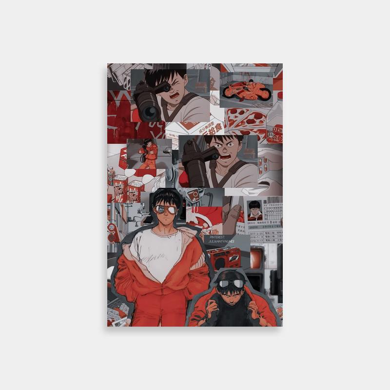 Akira Kei Poster - Red & White Anime Collage
