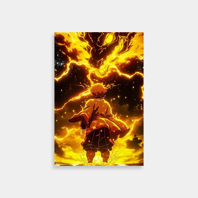 Zenitsu Agatsuma Lightning Poster - Fiery Sky Art