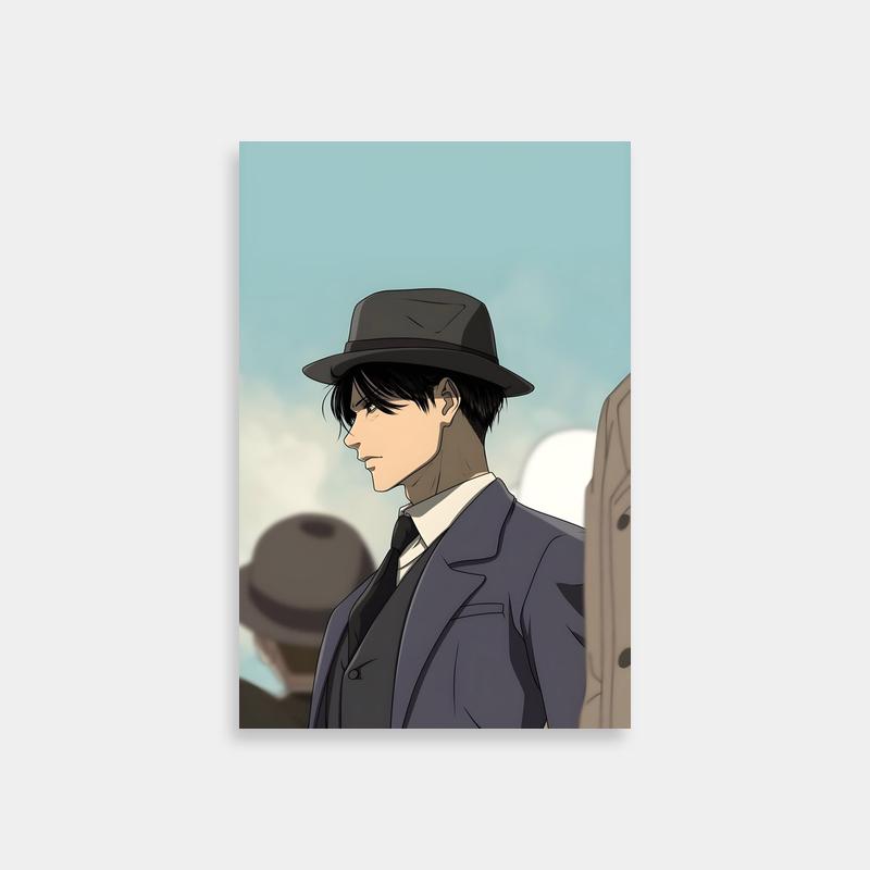 Levi Ackerman Attack on Titan Anime Poster - Suit and Hat Character Art