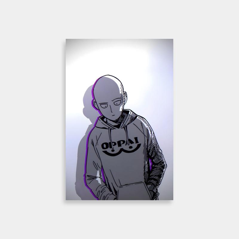 Saitama One Punch Man Poster - Hand in Pockets Hoodie Art