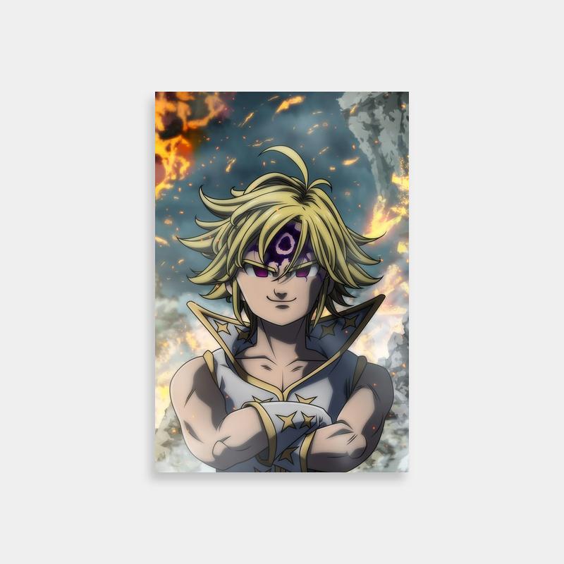 Meliodas Portrait Poster - Blonde Hair & Purple Eyes Character Art