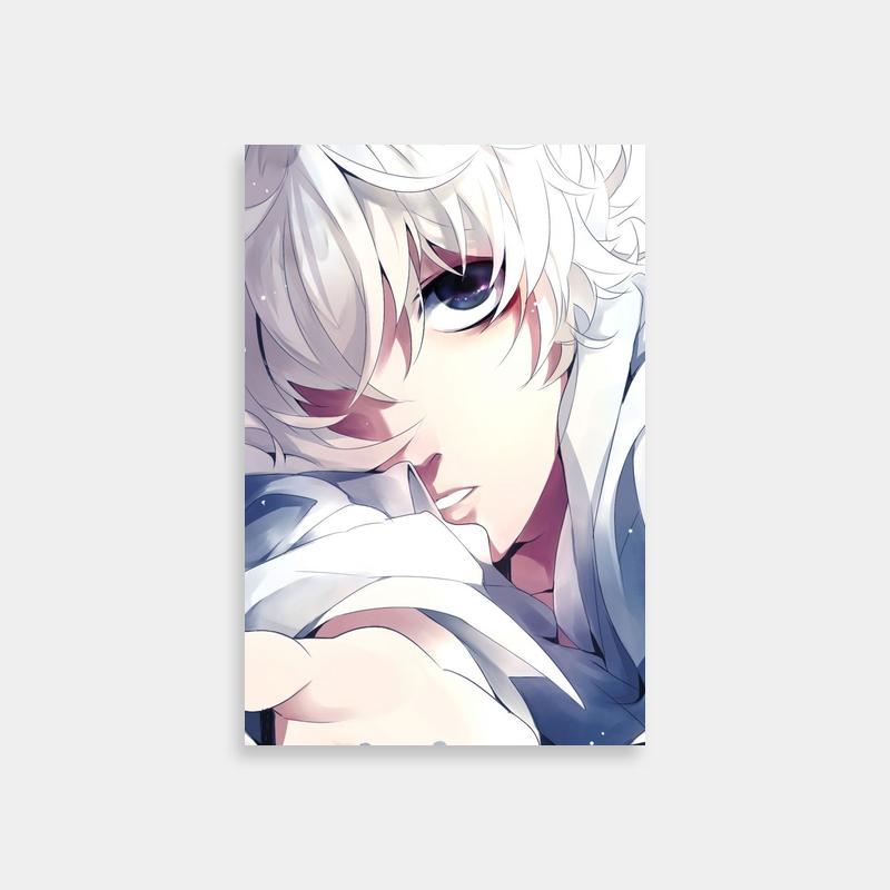 Near Death Note Character Poster - White Hair Blue Eyes Art