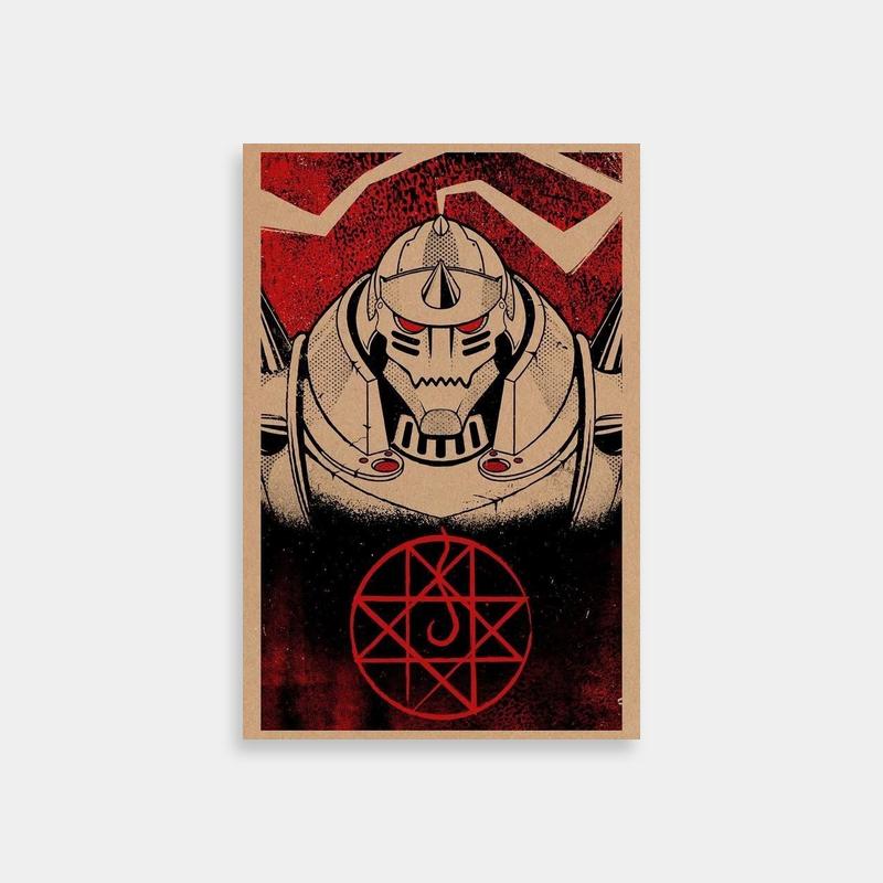 Alphonse Elric Red & Black Robot Poster - Fullmetal Alchemist Art