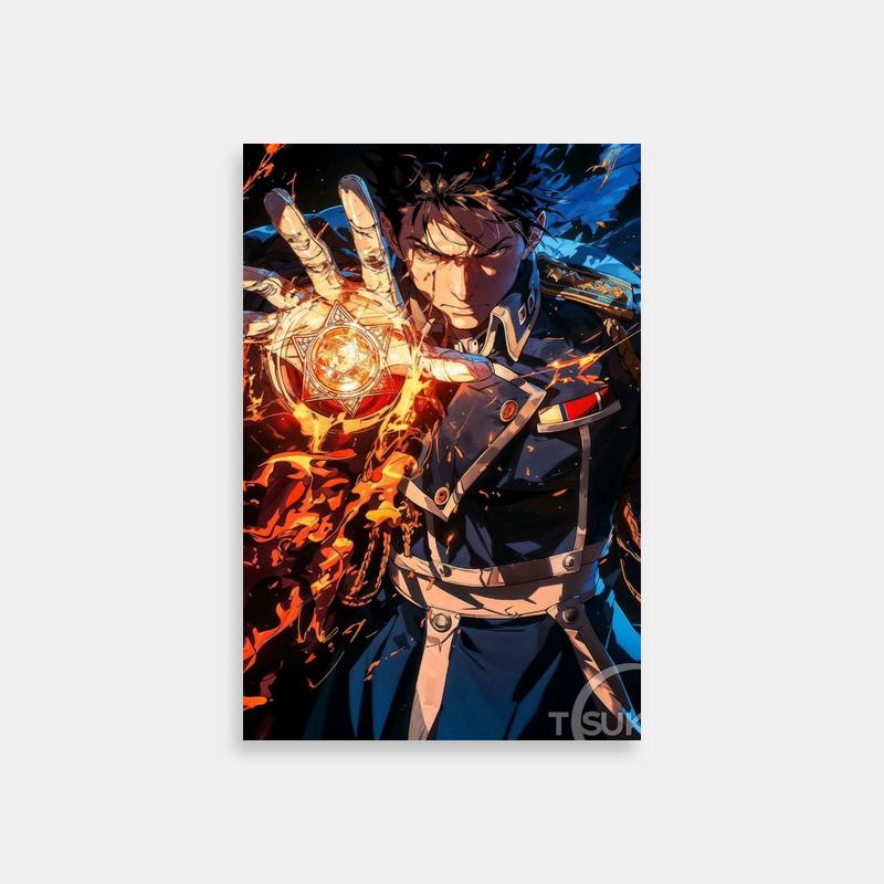 Roy Mustang Fullmetal Alchemist Flame Poster - Anime Art