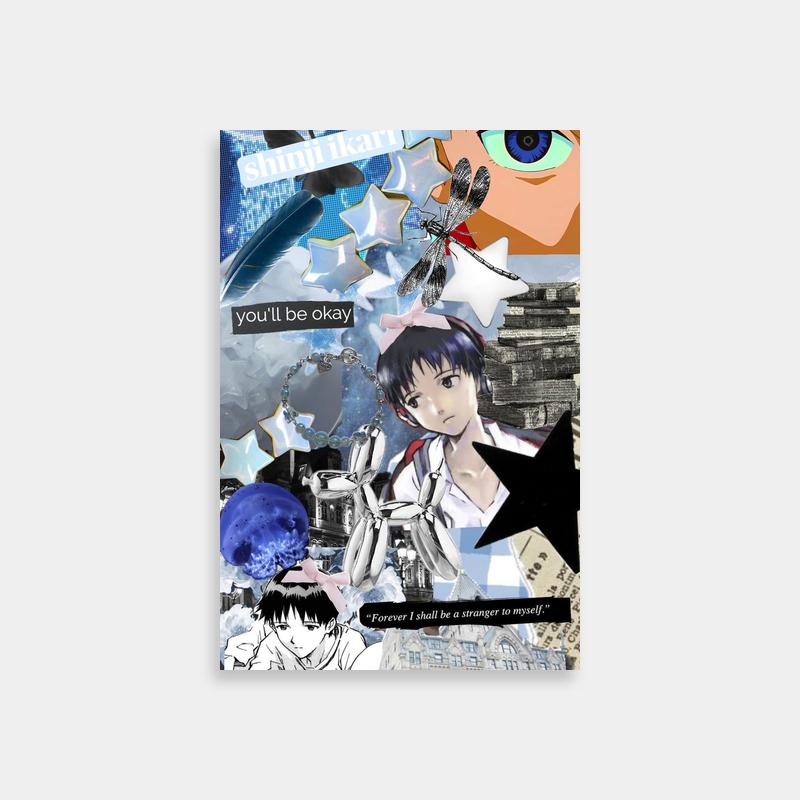 Shinji Ikari Neon Genesis Evangelion Poster - You'll Be Okay Anime Collage