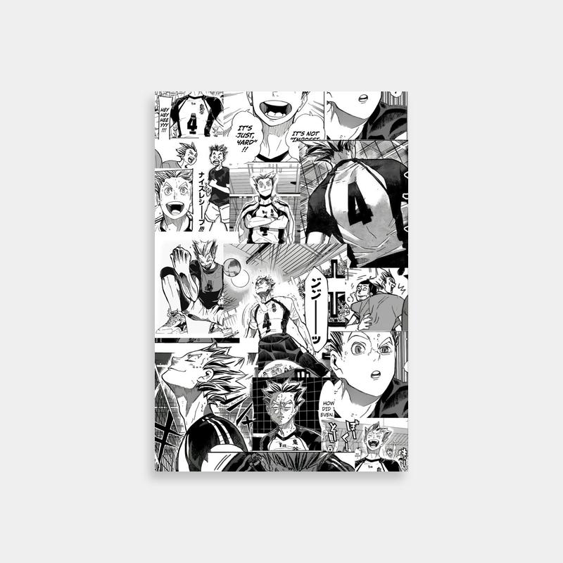 Black and White Haikyuu Poster - Bokuto Koutarou Art
