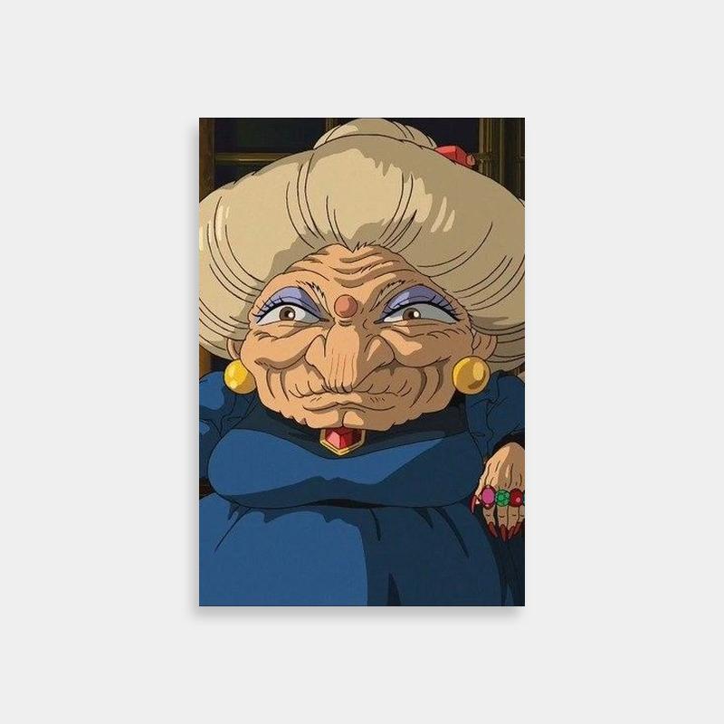 Yubaba Anime Art Print - Blue Dress & Big Hat