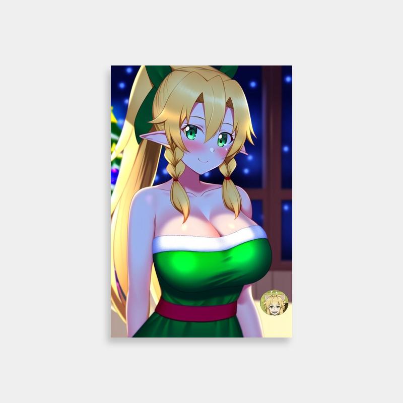 Leafa Sword Art Online Elf Poster - Blonde Anime Character in Green Dress