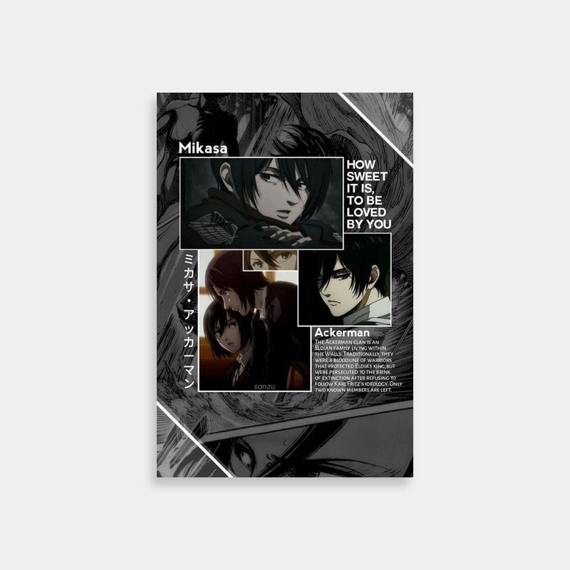 Attack on Titan Mikasa Ackerman Anime Poster - Black-Haired Character Art