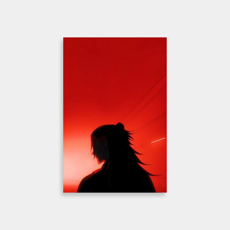 Suguru Geto Jujutsu Kaisen Poster - Long Hair Against Red Wall