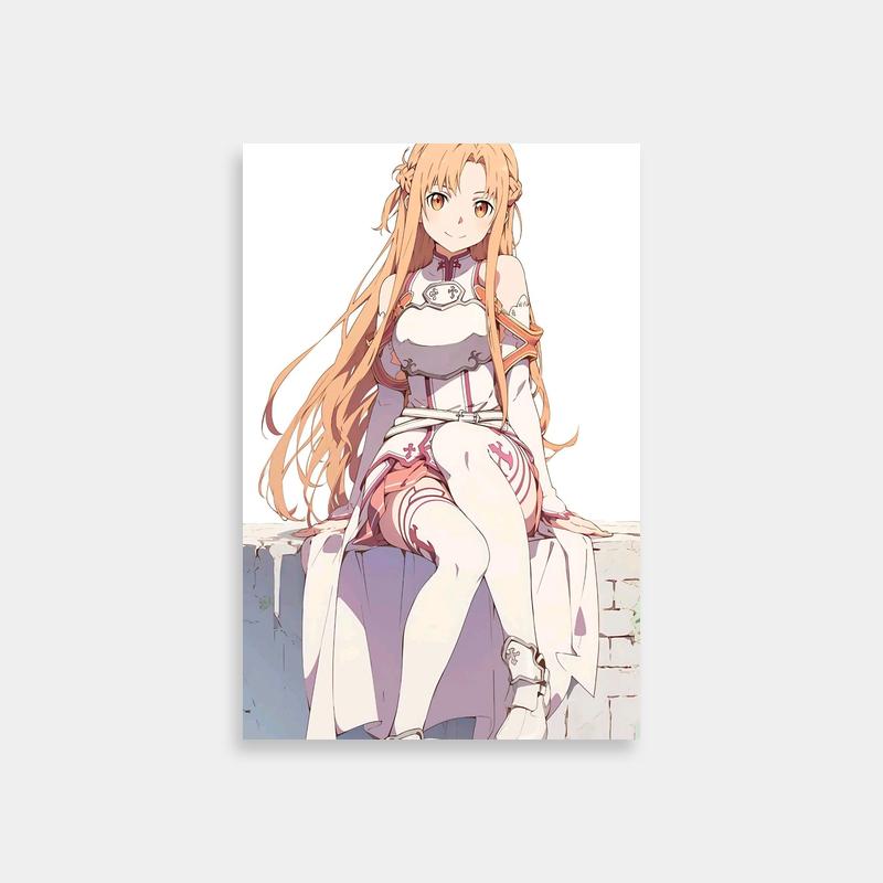 Asuna Sitting on Brick Wall Poster - Sword Art Online Wall Decor
