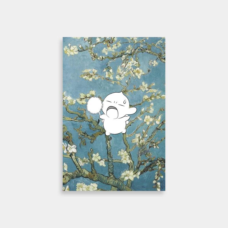 Berserk Puck Poster - White Cat in Flower Tree Painting